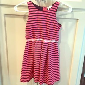 Hot pink and navy striped dress